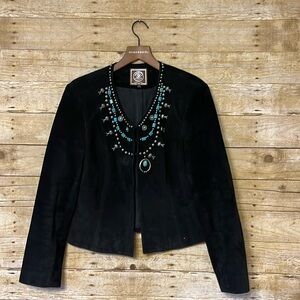 Double D Ranch Black Suede embellished jacket (*some missing studs*) sz L